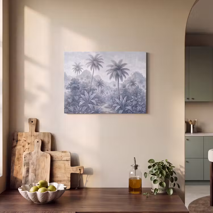 Natuur - Boom - Tropisch - Landschap - Blauw PET vilt klein -sfeer2