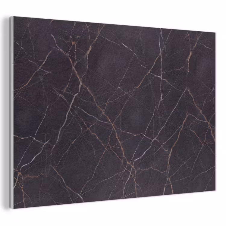 Natuursteen - Marmerpatroon - Abstract - Modern - Zwart - Goud PET vilt klein -3d