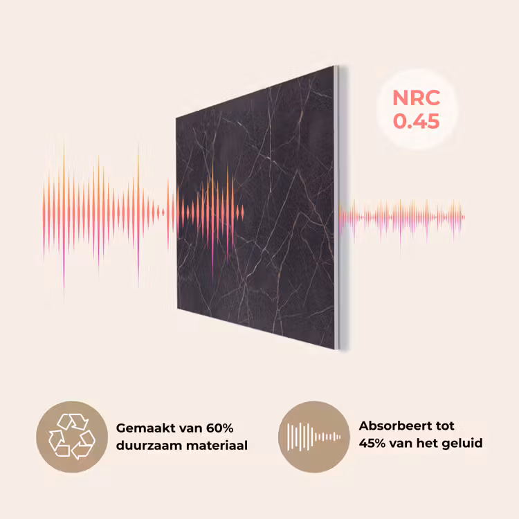 Natuursteen - Marmerpatroon - Abstract - Modern - Zwart - Goud PET vilt klein -USP_NL