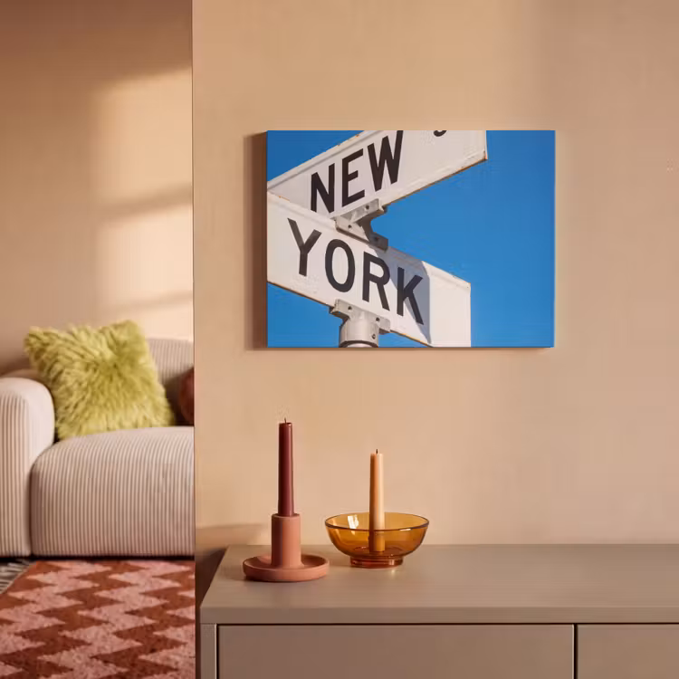 New York - Straatbord - Stad - Urban - Blauw PET vilt klein -sfeer1