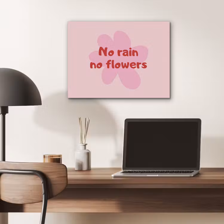 No rain no flowers - Bloem - Roze PET vilt klein -sfeer5