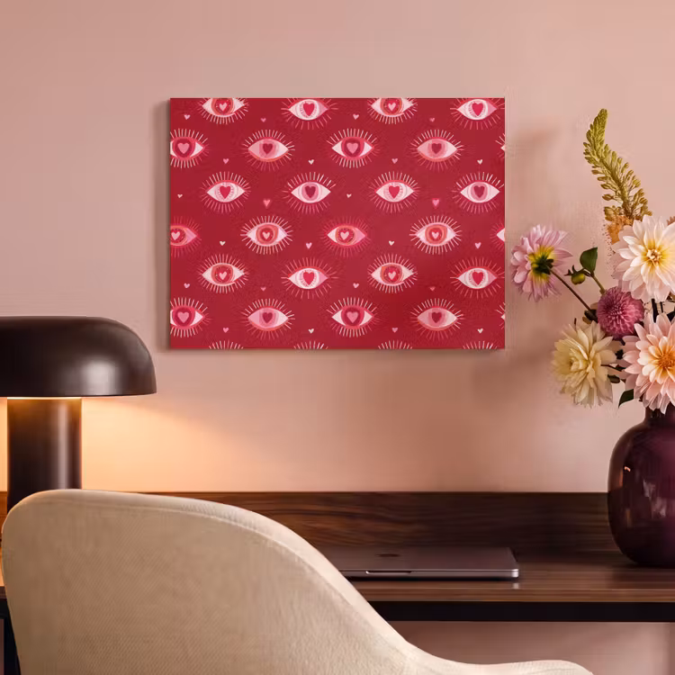 Ogen - Patroon - Roze - Donkerrood PET vilt klein 837 -sfeer3