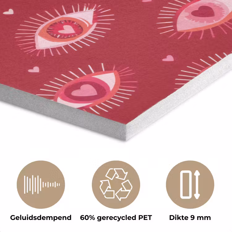 Ogen - Patroon - Roze - Donkerrood PET vilt klein 837 -closeup_NL