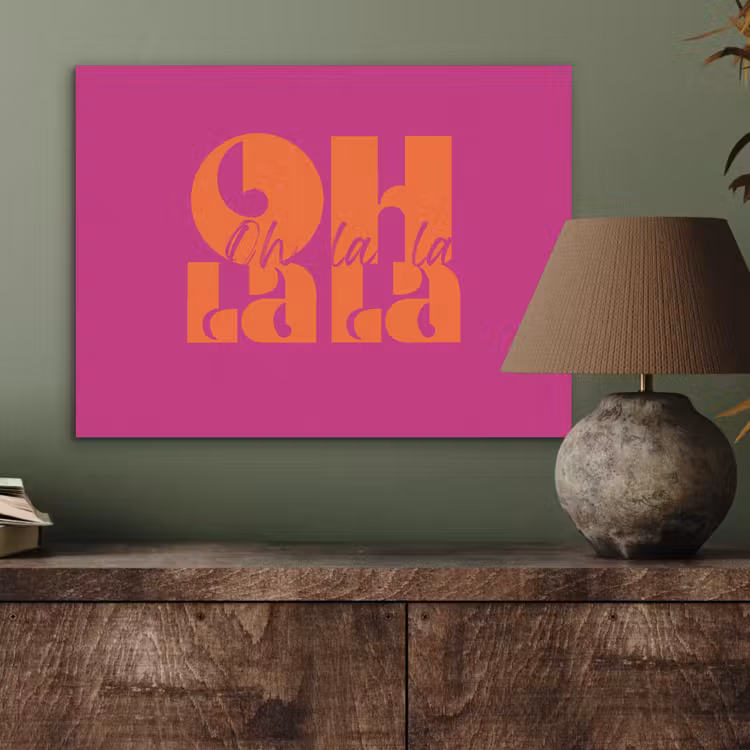 Oh la la - Roze - Oranje - Gestapelde letters PET vilt klein -sfeer2