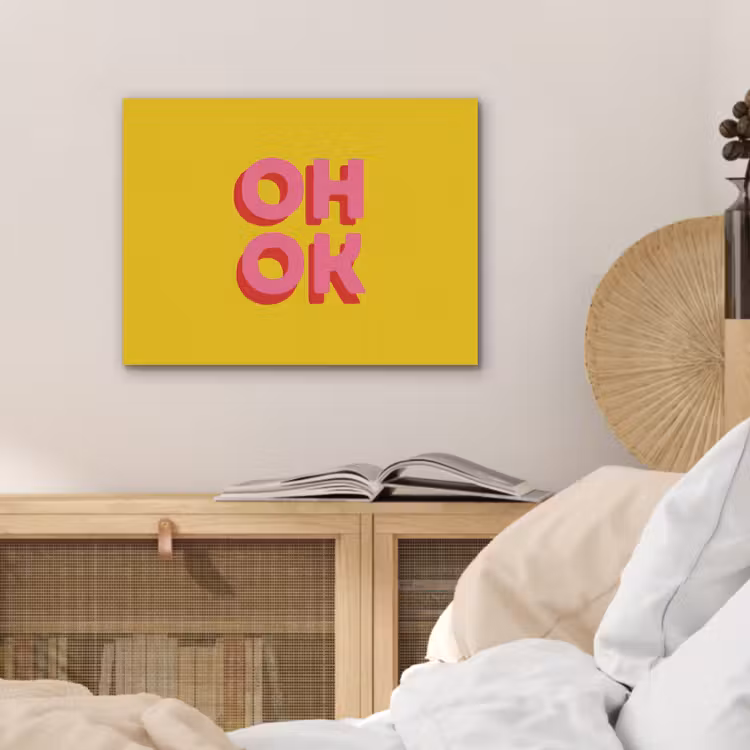 Oh ok - 3D - Geel - Roze PET vilt klein -sfeer3