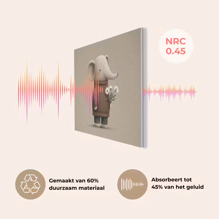 Olifant - Witte bloemen - Kindvriendelijk PET vilt klein -USP_NL