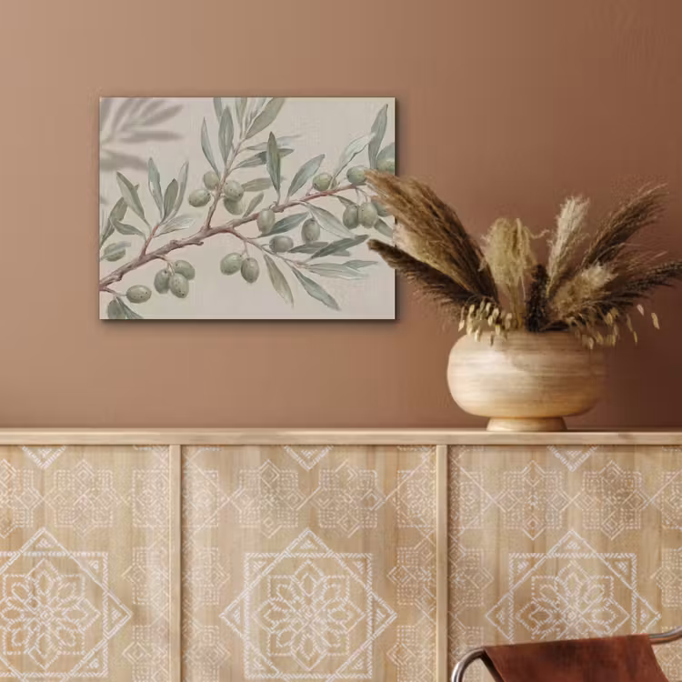 Olijftak - Bladeren - Natuur - Groen - Beige PET vilt klein -sfeer4