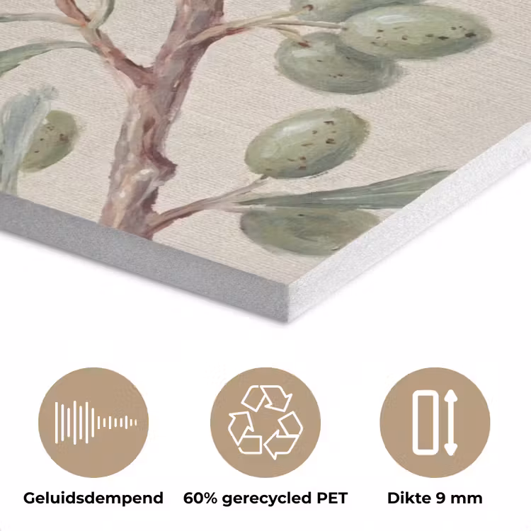 Olijftak - Bladeren - Natuur - Groen - Beige PET vilt klein -closeup_NL