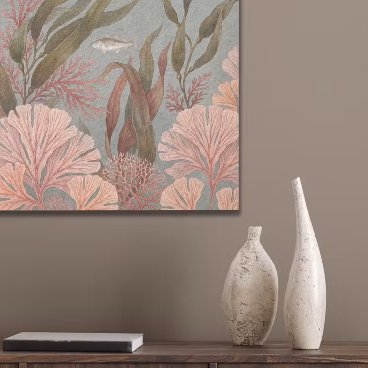 Onderwater - Planten - Vis - Vintage - Groen PET vilt klein -sfeer6_closeup