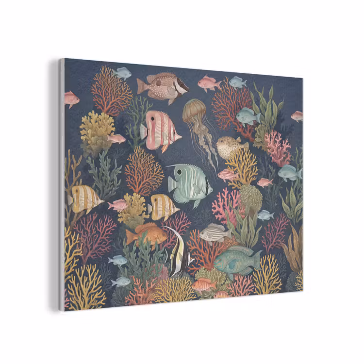 Onderwaterwereld - Vissen - Koraal - Illustratie - Kleurrijk PET vilt klein -3d