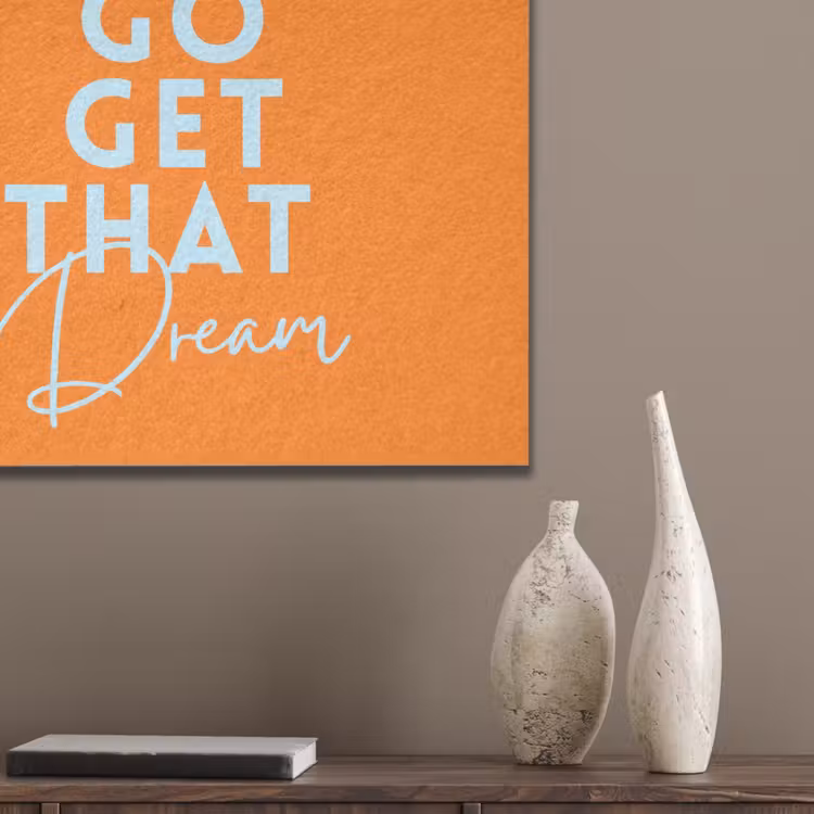 Oranje - Blauw - Go get that dream PET vilt klein -sfeer6_closeup