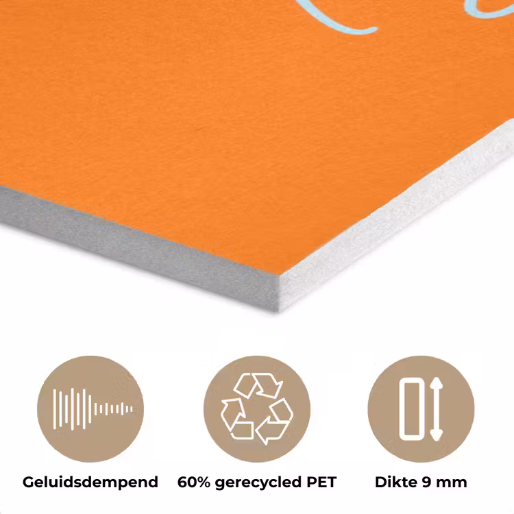 Oranje - Blauw - Go get that dream PET vilt klein -closeup_NL