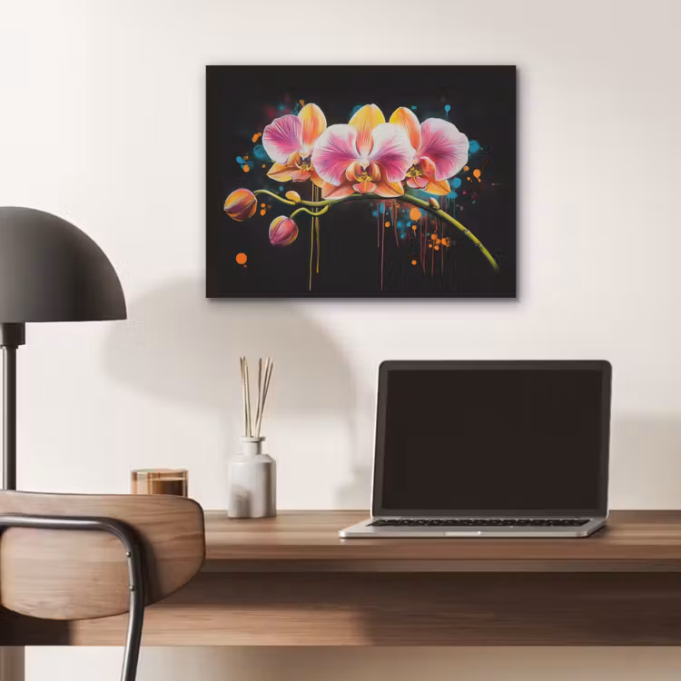 Orchidee - Graffiti - Kleurrijk - Bloemen - Abstract PET vilt klein -sfeer5