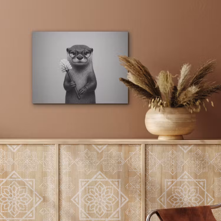 Otter - Wc-borstel - Bril - Zwart - Wit PET vilt klein -sfeer4
