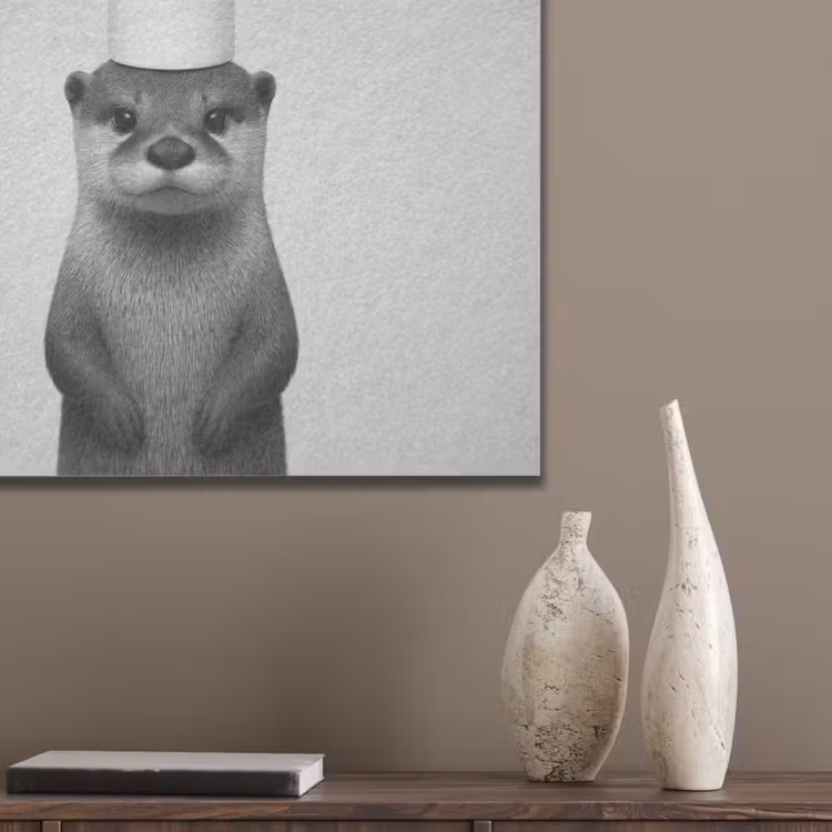 Otter - WC rol - Zwart - Wit PET vilt klein -sfeer6_closeup