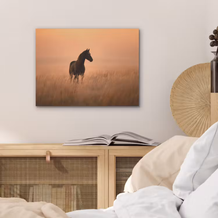 Paard - Grasveld - Zonsondergang PET vilt klein -sfeer3