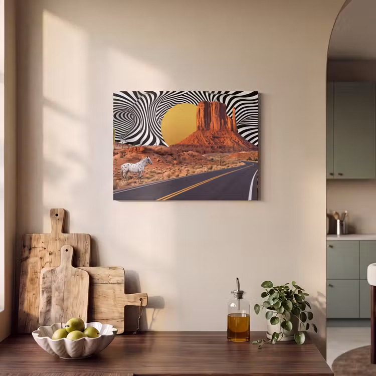 Akoestisch schilderij - Paard - Woestijn - Natuur - Paard - Woestijn - Natuur PET vilt klein