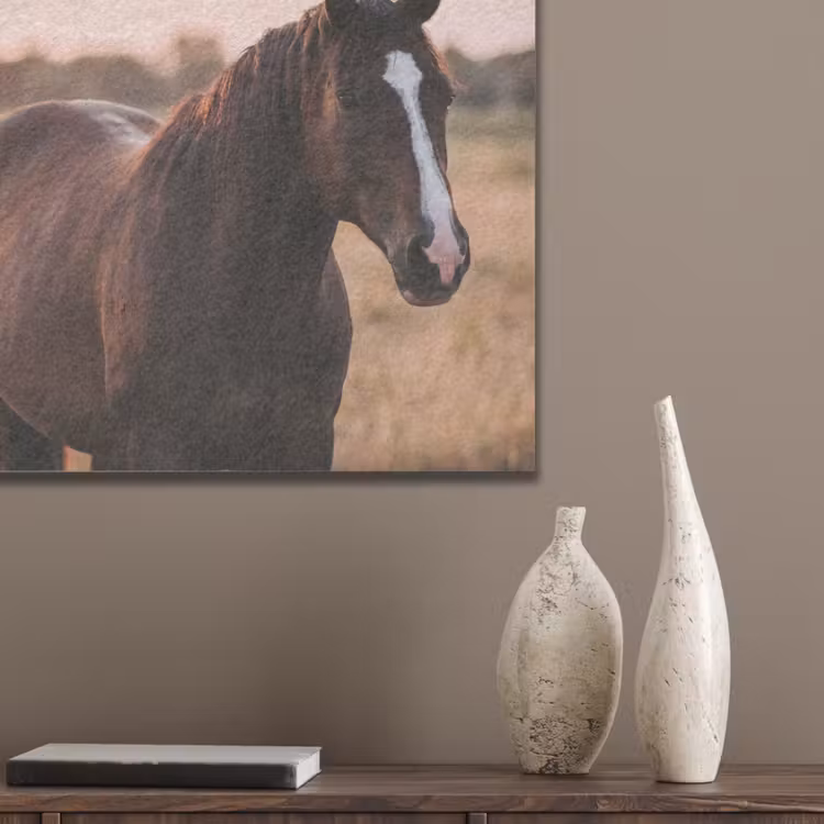 Paard - Zonsondergang - Bruin PET vilt klein -sfeer6_closeup
