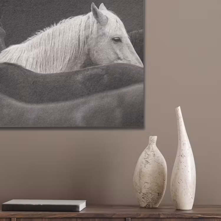 Paarden - Zwart - Wit - Kudde PET vilt klein -sfeer6_closeup