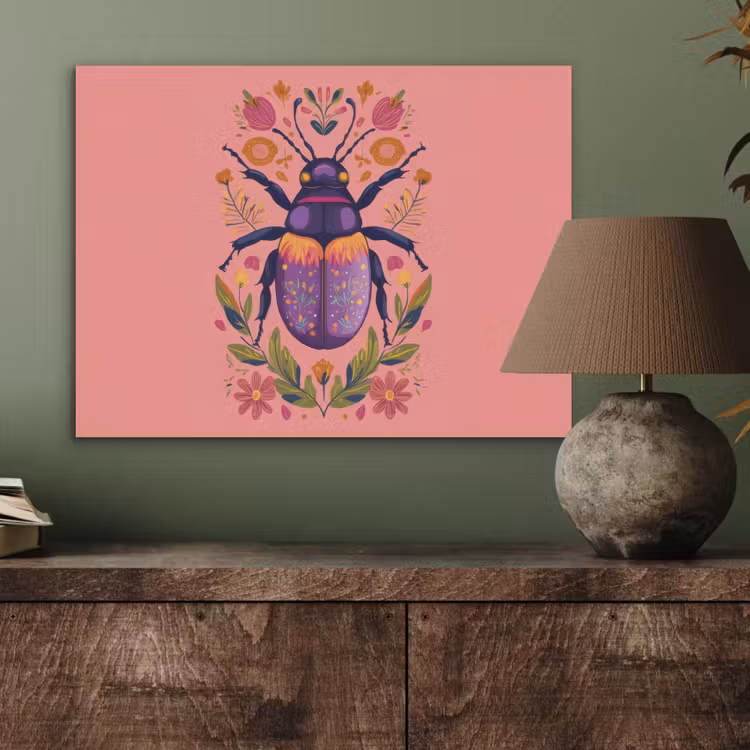 Paars - Kever - Stipjes - Bloemen PET vilt klein -sfeer2