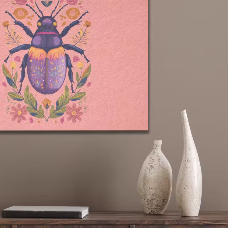 Paars - Kever - Stipjes - Bloemen PET vilt klein -sfeer6_closeup