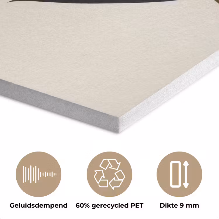 Palmblad - Subtiel - Groen - beige PET vilt klein -closeup_NL