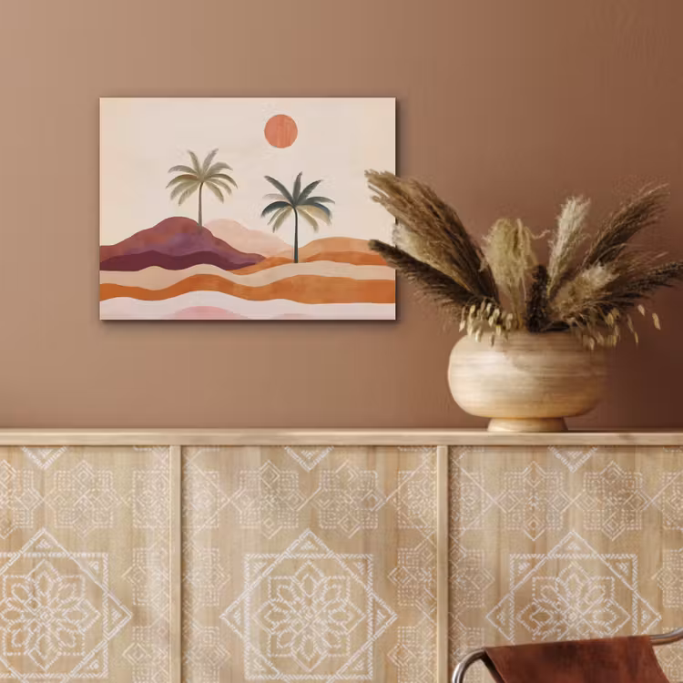 Palmbomen - Abstract - Zon - Heuvels PET vilt klein -sfeer4