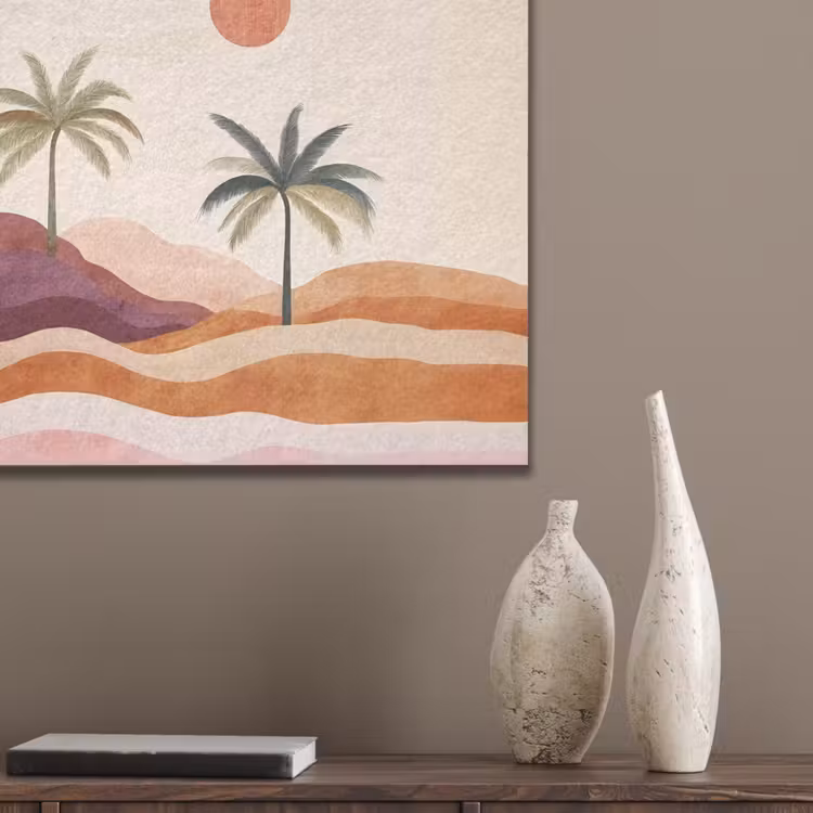 Palmbomen - Abstract - Zon - Heuvels PET vilt klein -sfeer6_closeup