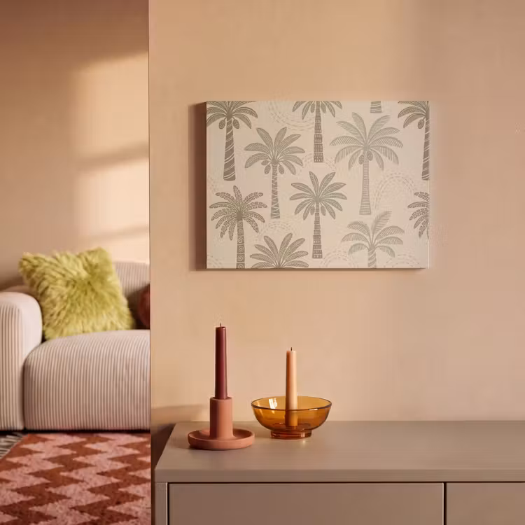Palmbomen - Patroon - Tropisch - Beige PET vilt klein -sfeer1