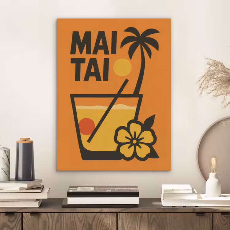 Palmboom - Bloem - Art - Drink PET vilt klein -sfeer1