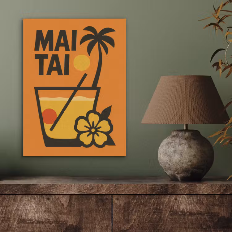 Palmboom - Bloem - Art - Drink PET vilt klein -sfeer2
