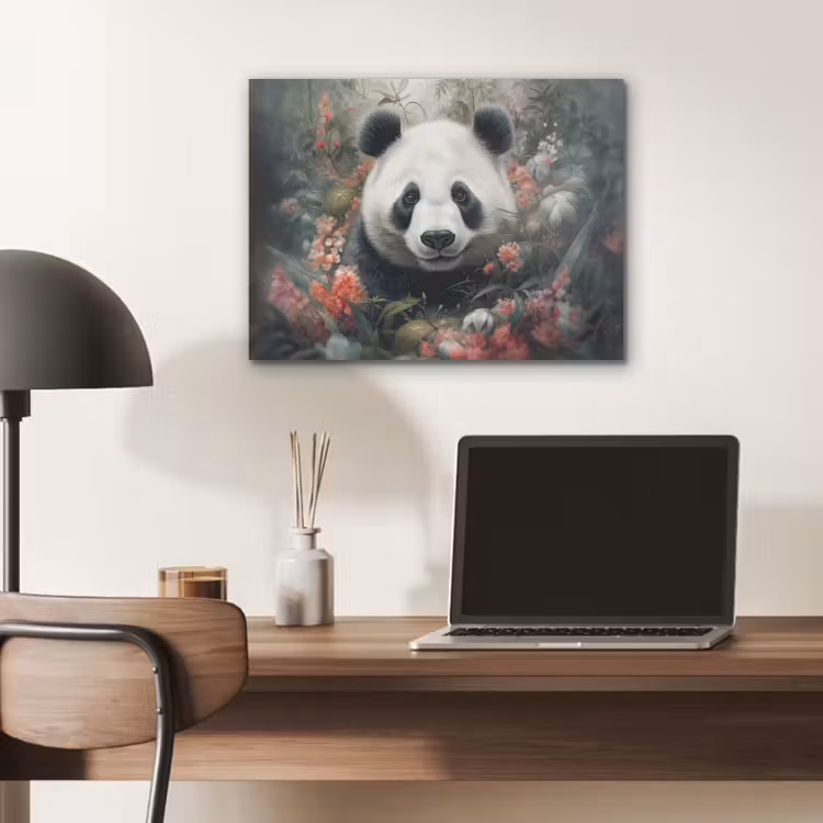Panda - Wilde dieren - Bloemen - Natuur PET vilt klein -sfeer5