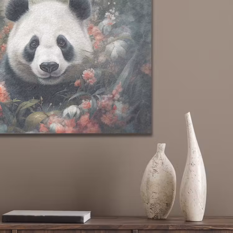 Panda - Wilde dieren - Bloemen - Natuur PET vilt klein -sfeer6_closeup