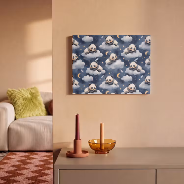 Panda's - Slapen - Blauw PET vilt klein 837 -sfeer1