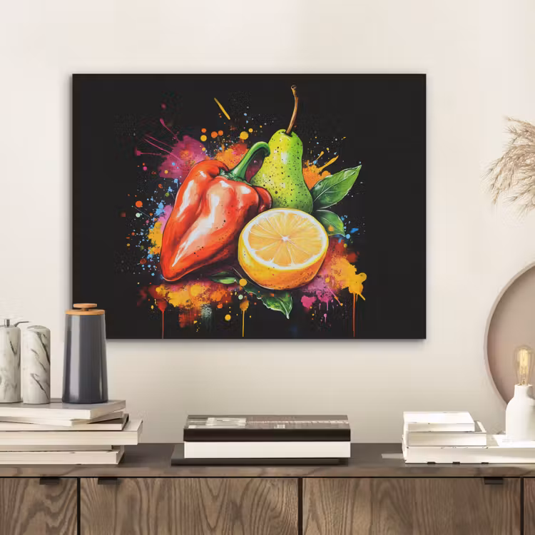 Paprika - Peer - Citroen - Graffiti - Verf - Abstract PET vilt klein -sfeer1