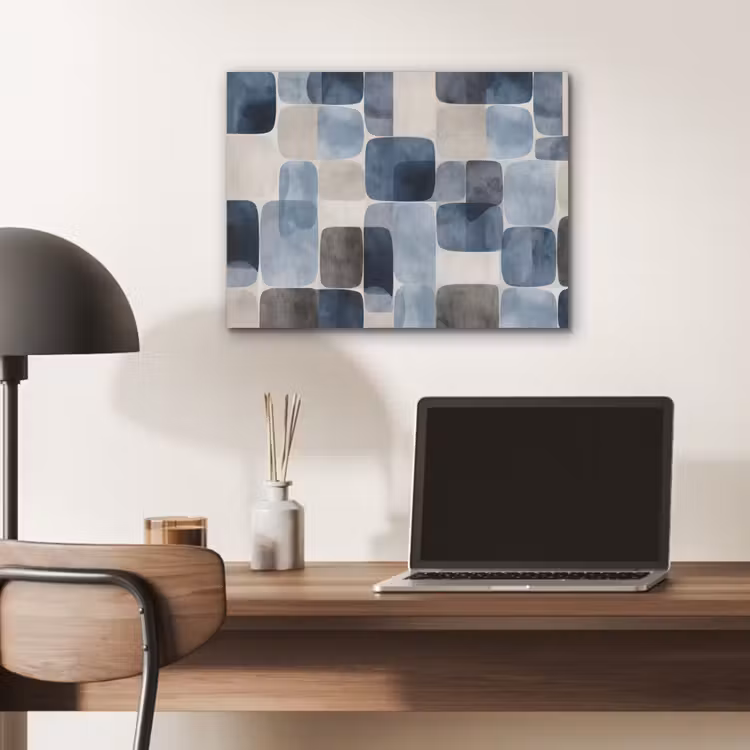 Patroon - Blauw - Vierkanten PET vilt klein -sfeer5