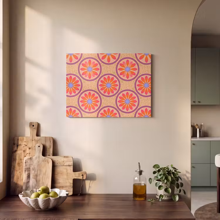 Patroon - Bloemen - Decoratief - Kleurrijk - Modern PET vilt klein -sfeer2