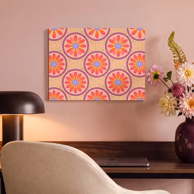 Patroon - Bloemen - Decoratief - Kleurrijk - Modern PET vilt klein -sfeer3