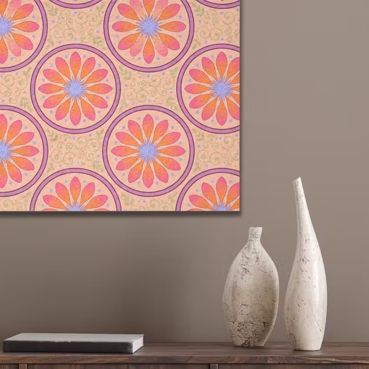 Patroon - Bloemen - Decoratief - Kleurrijk - Modern PET vilt klein -sfeer6_closeup