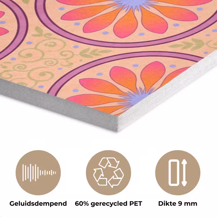 Patroon - Bloemen - Decoratief - Kleurrijk - Modern PET vilt klein -closeup_NL