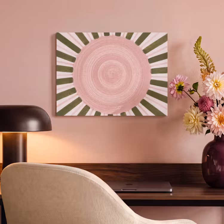 Patroon - Cirkel - Stralen - Abstract - Roze PET vilt klein -sfeer3