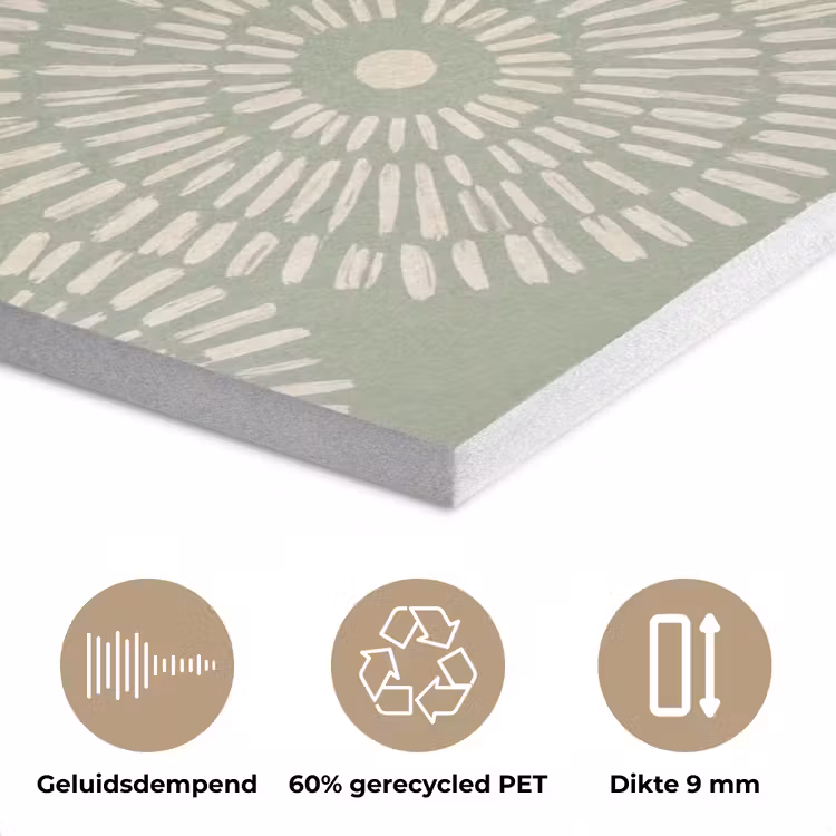 Patroon - Cirkels - Abstract - Modern - Groen PET vilt klein -closeup_NL