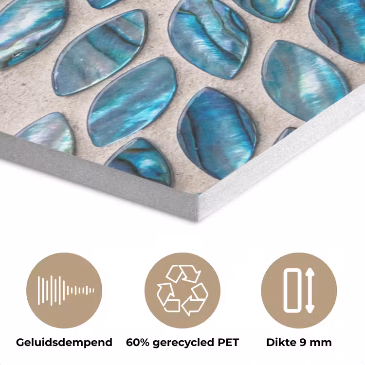Patroon - Glans - Abstract - Blauw - Decoratie PET vilt klein -closeup_NL