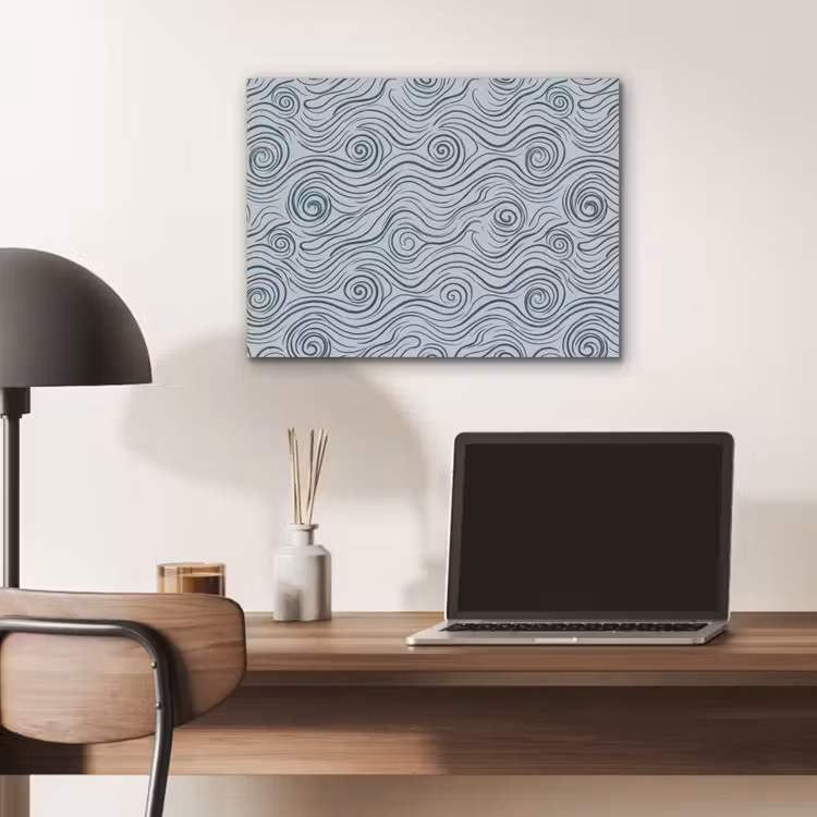Patroon - Golven - Abstract - Modern - Blauw PET vilt klein -sfeer5