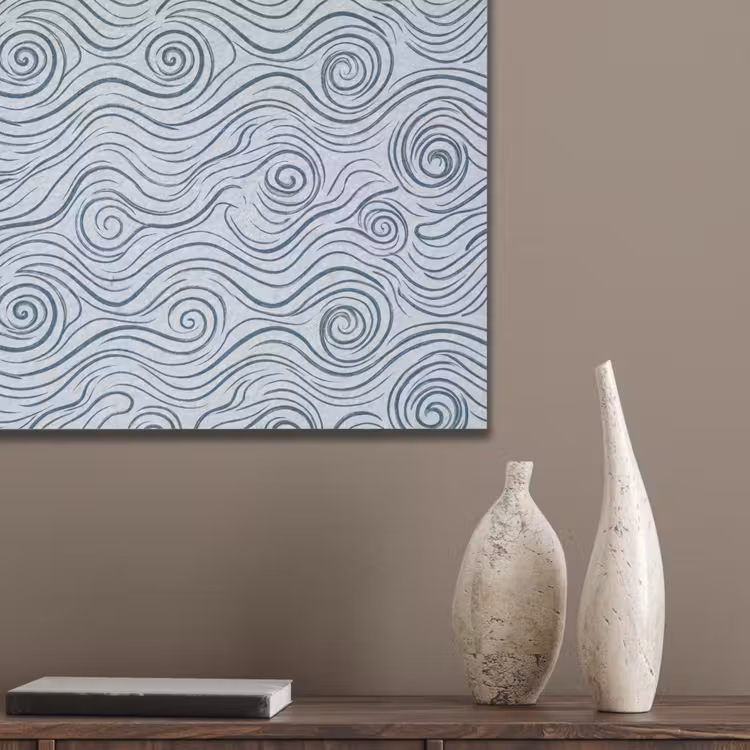 Patroon - Golven - Abstract - Modern - Blauw PET vilt klein -sfeer6_closeup
