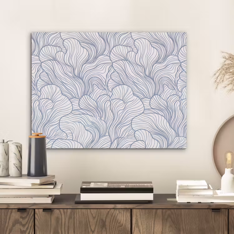 Patroon - Lijnen - Organisch - Abstract - Blauw PET vilt klein -sfeer1
