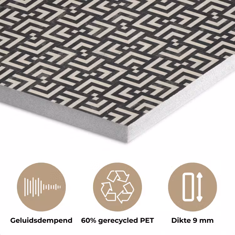 Patroon - Marmer - Zwart PET vilt klein 837 -closeup_NL