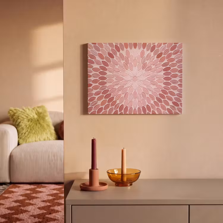 Patroon - Mozaïek - Ovaal - Abstract - Roze PET vilt klein -sfeer1