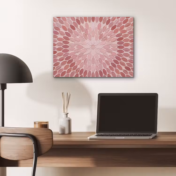 Patroon - Mozaïek - Ovaal - Abstract - Roze PET vilt klein -sfeer5