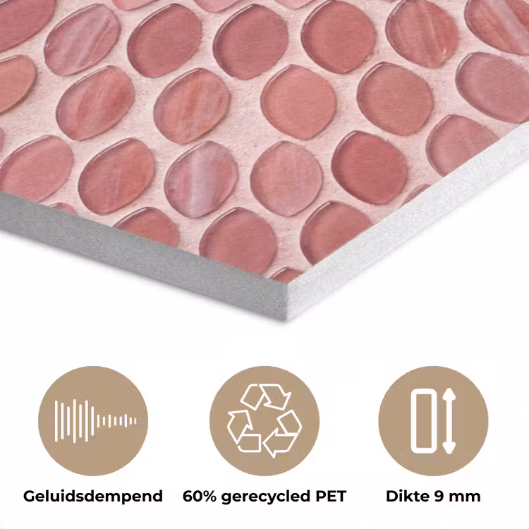 Patroon - Mozaïek - Ovaal - Abstract - Roze PET vilt klein -closeup_NL